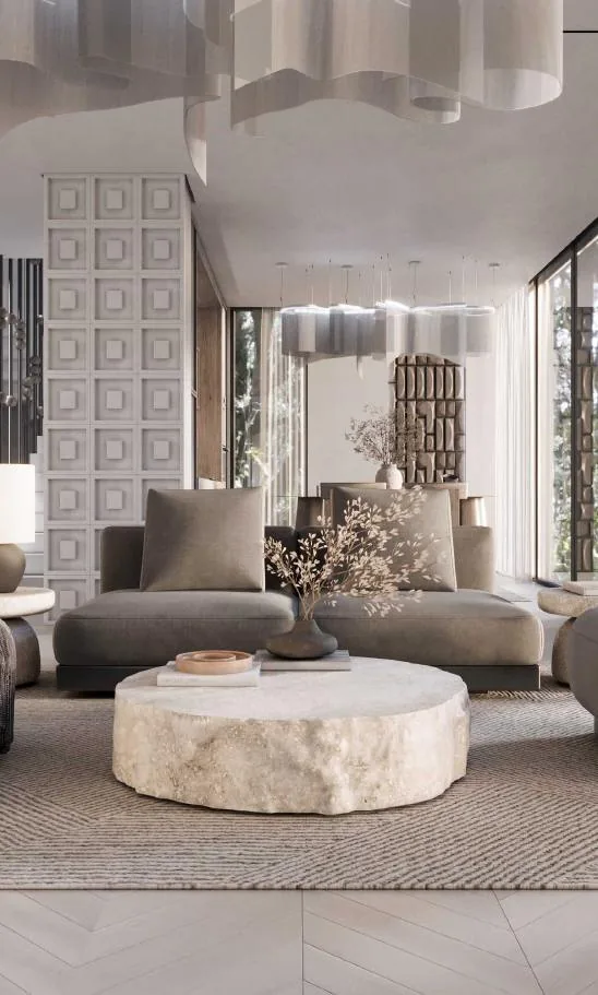Two-bedroom living area (illustrative render)