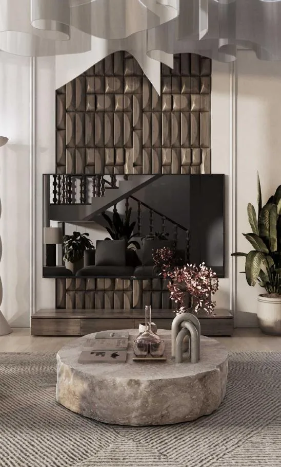 Three-bedroom villa living room (illustrative render)