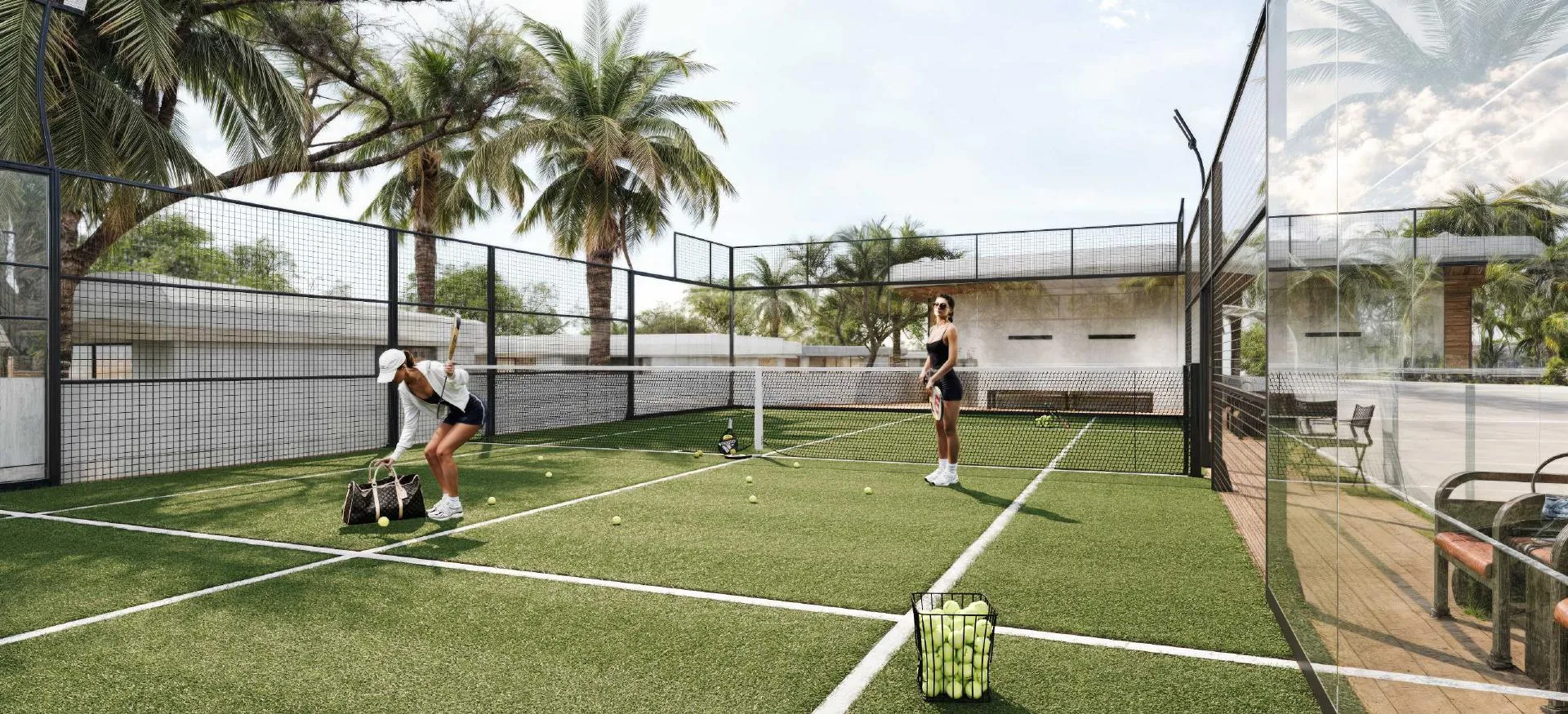 Padel court at Sunny Moon Village (illustrative render)