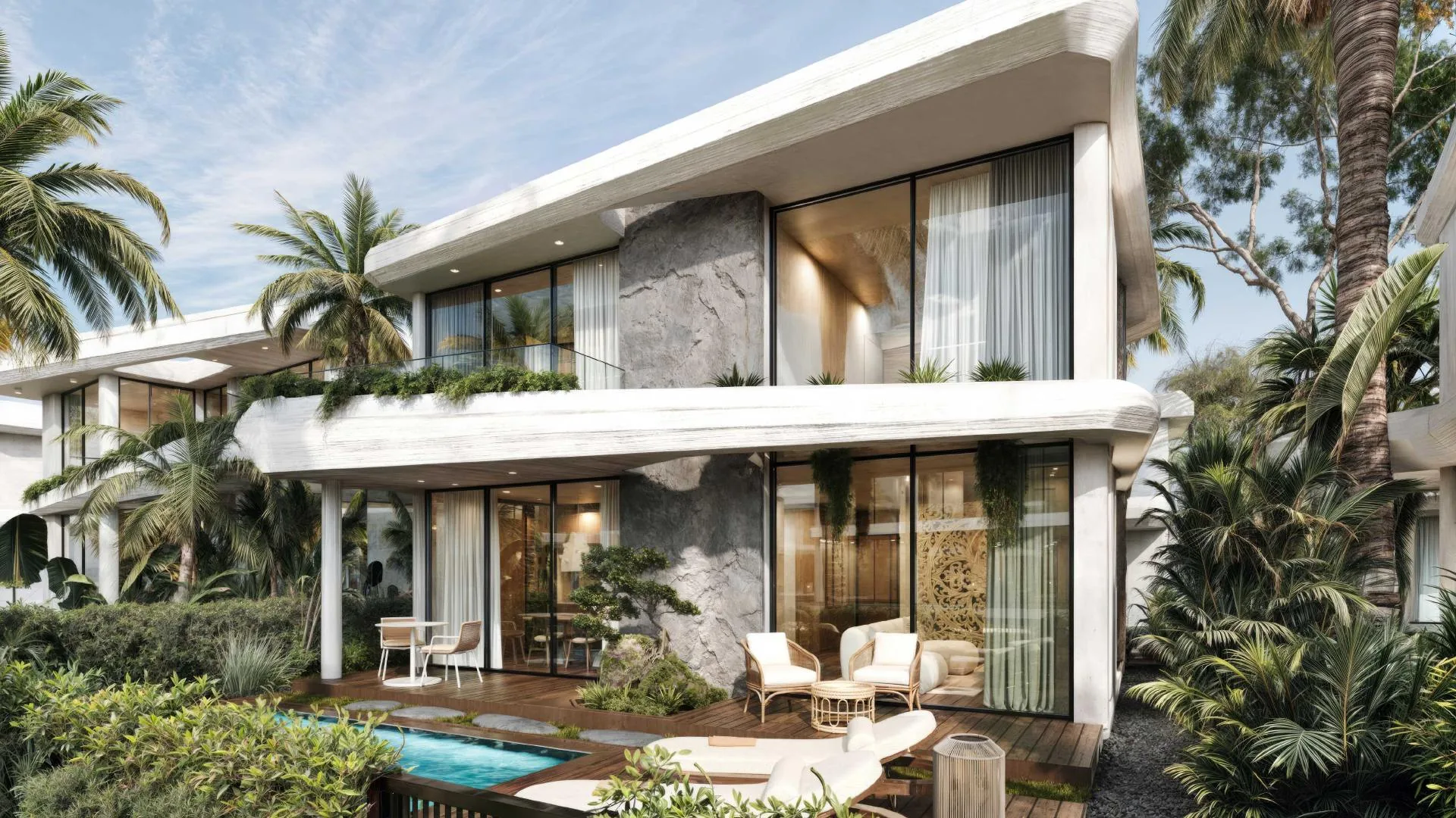 2 bedroom villa exterior at Sunny Moon Village (illustrative render)
